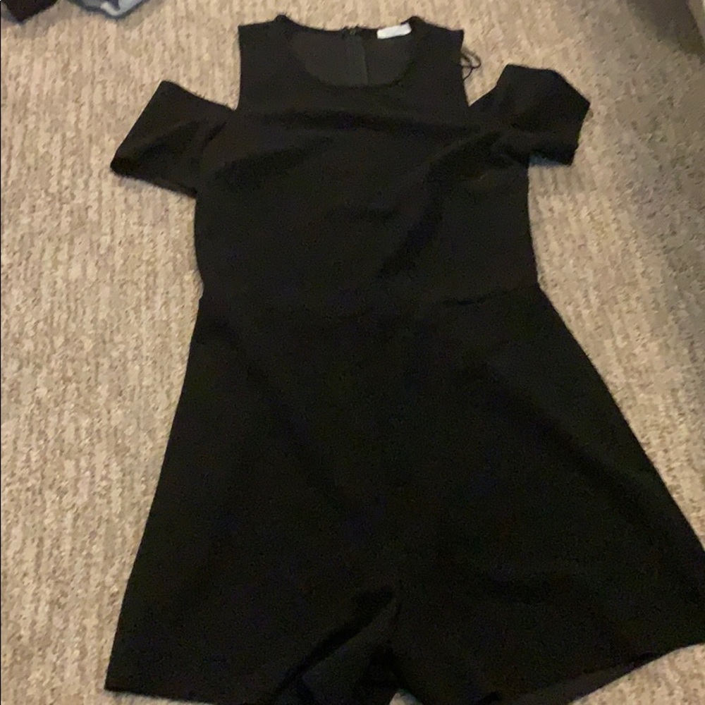 Black Cold Shoulder Shorts Romper